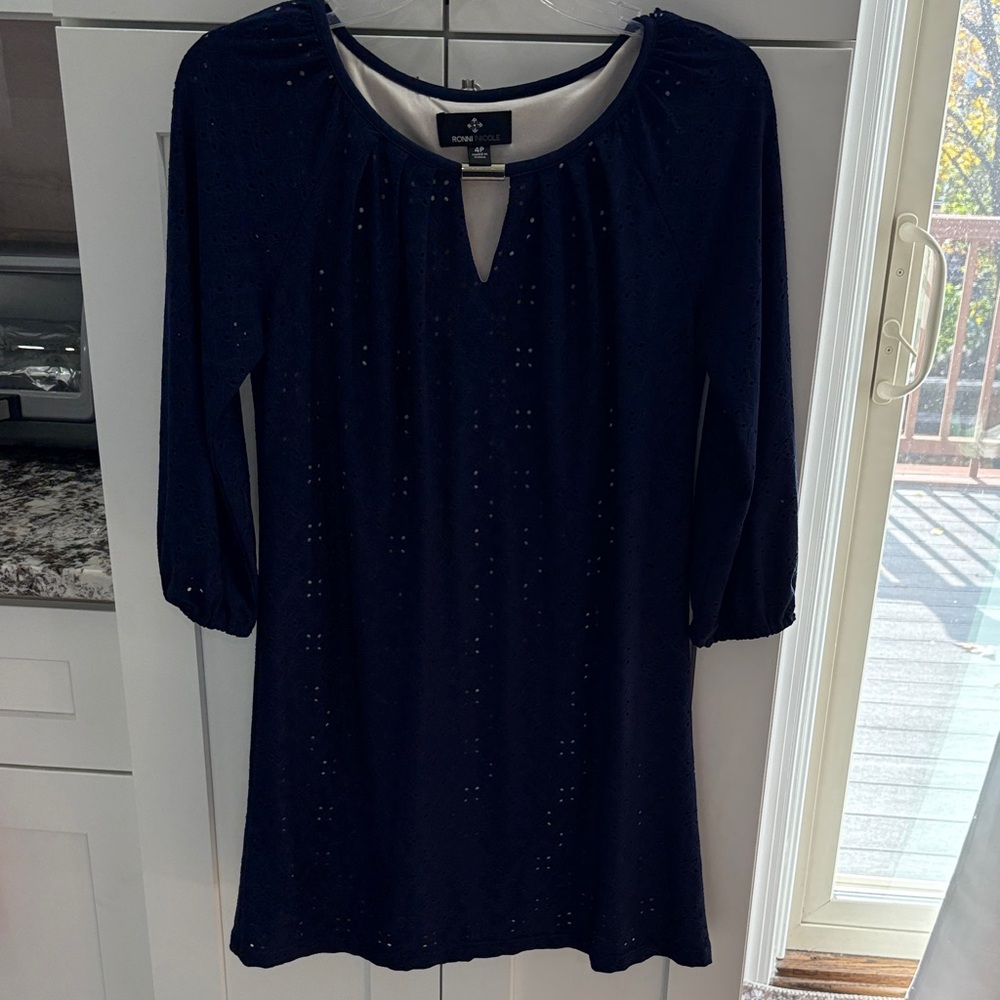 Ronni Nicole Eyelet Navy Dress